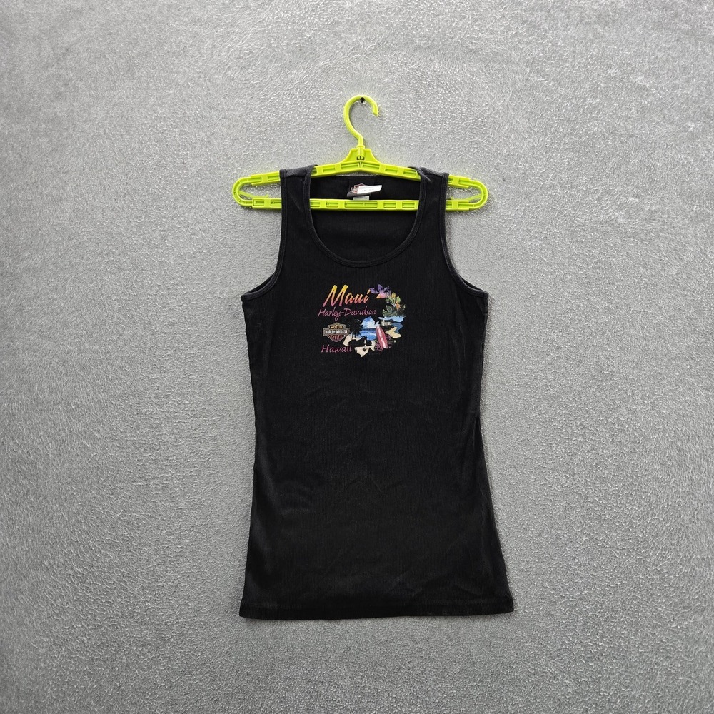 Harley-Davidson Women Tank Top XL Black Maui Hawaii Logo Scoop Neck Pullover
